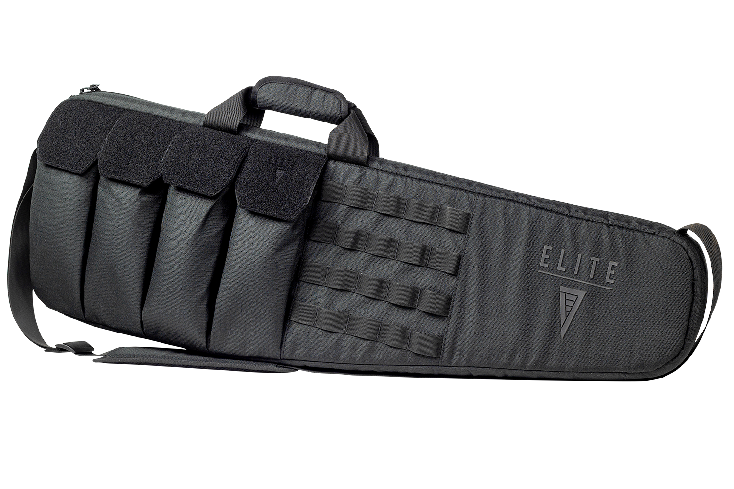 Elite Survival tactical sporting rifle case with MOLLE compatibility and exterior mag pouches. Includes a built-in magazine pouch.