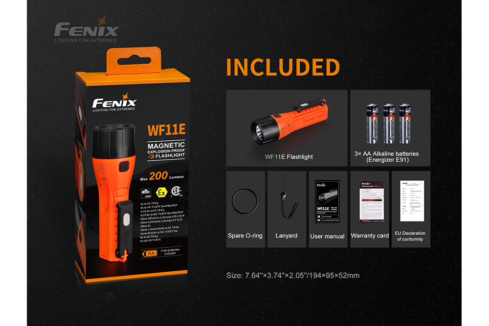 fenix 1 aa flashlight Fenix WF11E Intrinsically Safe Flashlight
