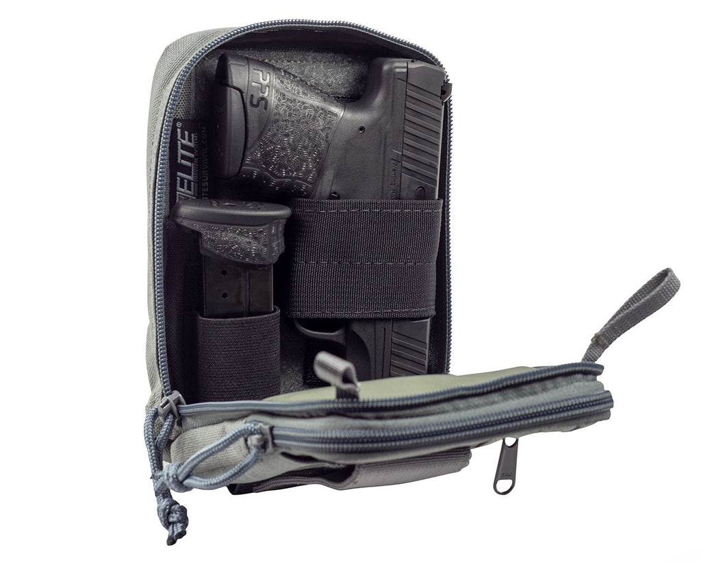 Pack Holster with velcro backing, inside pouch.