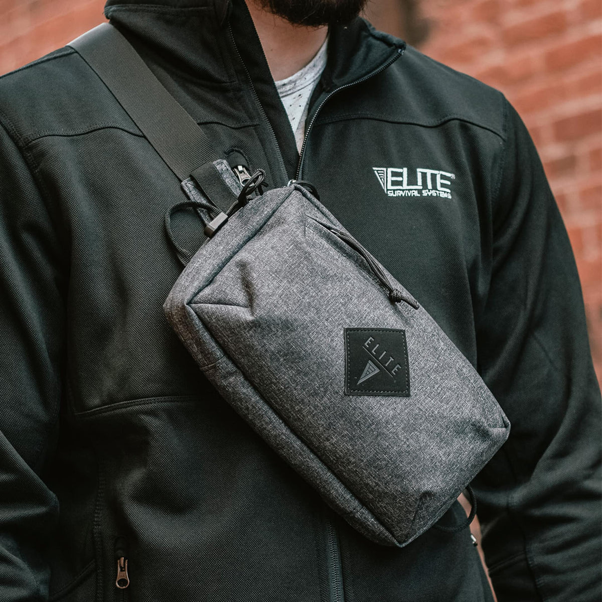 HIP Gunner carried cross-body in Heather Gray