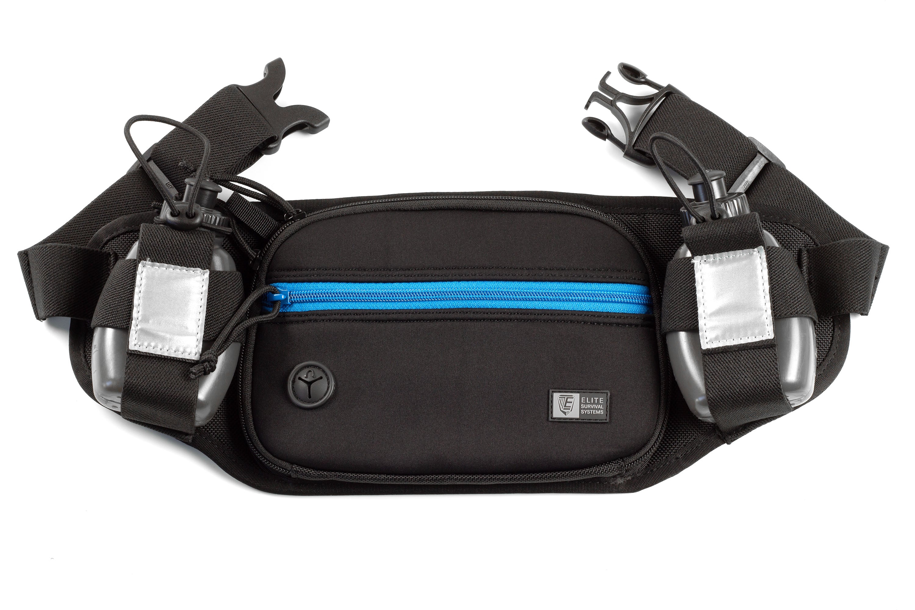 Marathon Runner's Gun Pouch shown with blue accent zipper.