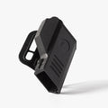 Black plastic clip on a white background