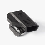 Black plastic clip on a white background
