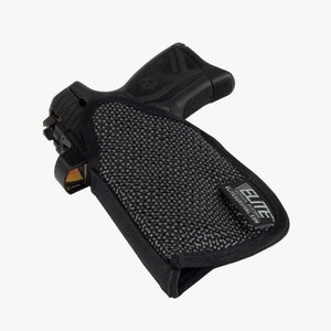 Black gun holster with Elite logo on a white background