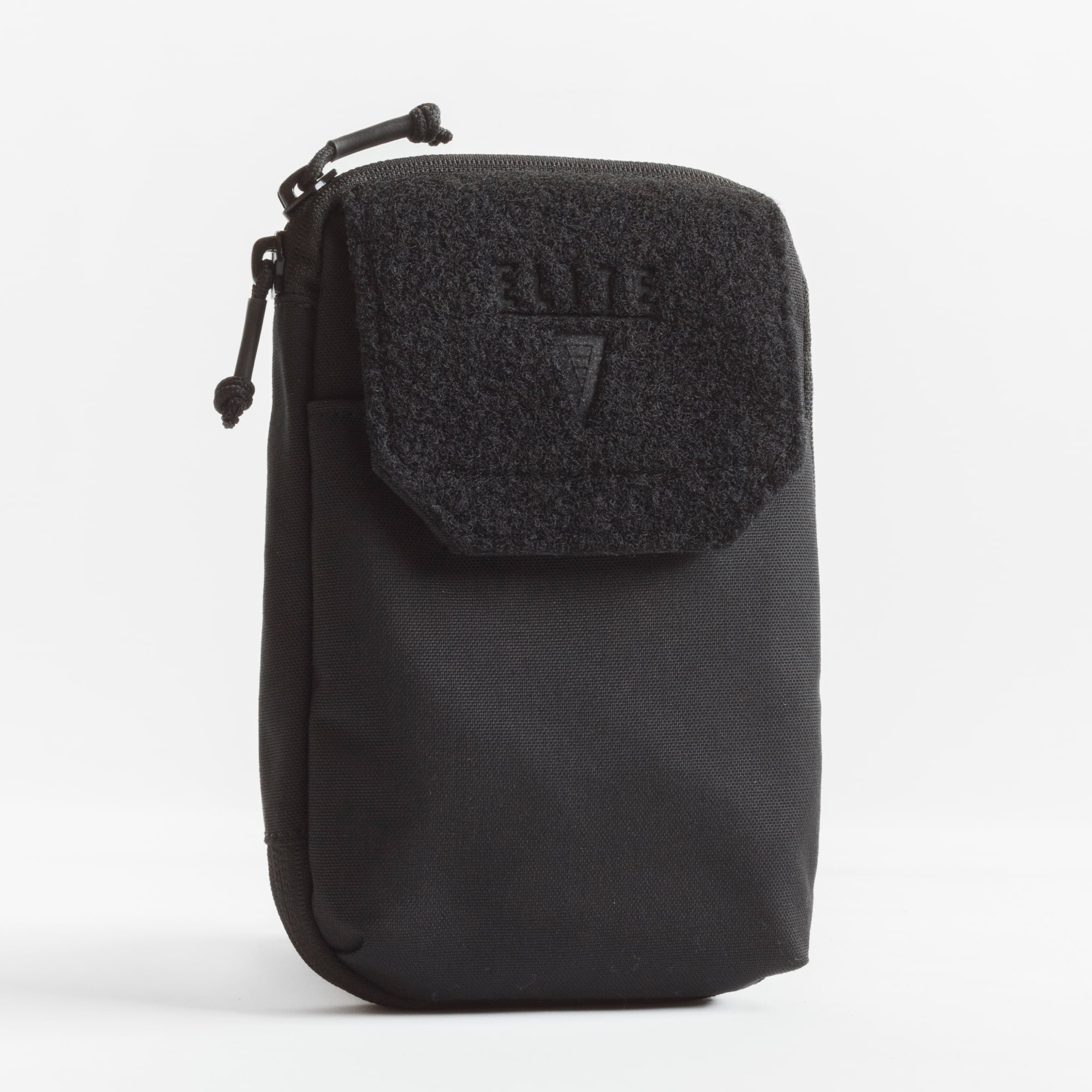 Black tactical pouch with a brand logo on a white background