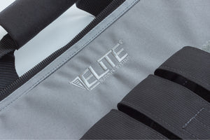 Close-up of a gray interior with 'Elite Survival Systems' logo