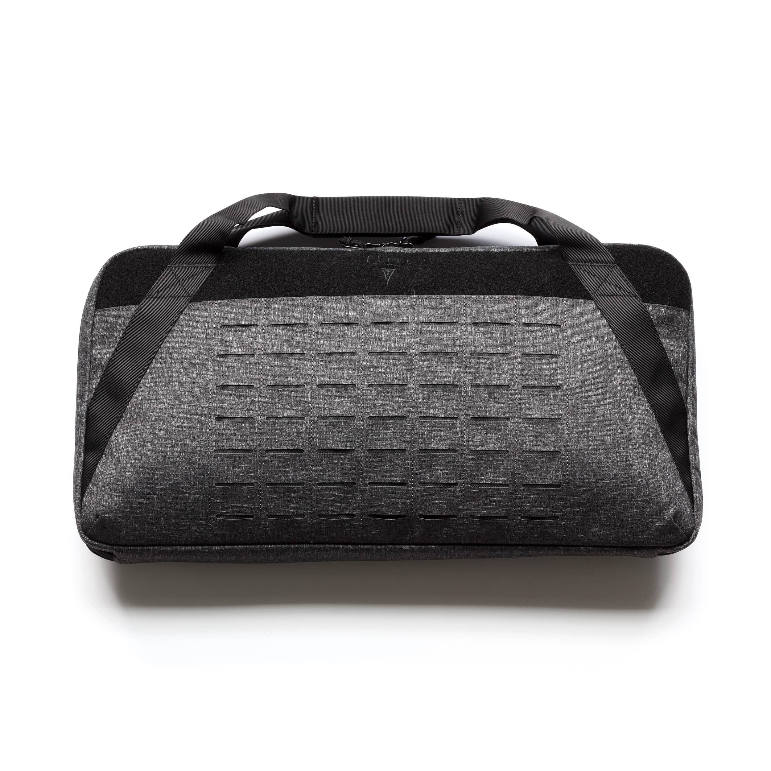 A dark gray and black handgun case designed to fit large pistols and revolvers. Fits long barreled guns.