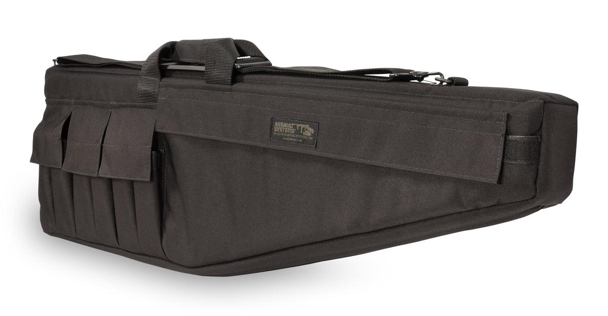 Black tactical rifle bag for H&K USC Carbine with a visible brand logo on a white background