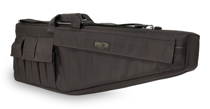 Black tactical rifle bag for H&K USC Carbine with a visible brand logo on a white background