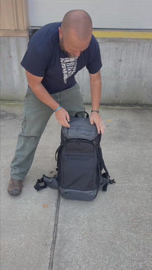 Seargent Pinter giving a walkthrough of the Summit Rifle Backpack
