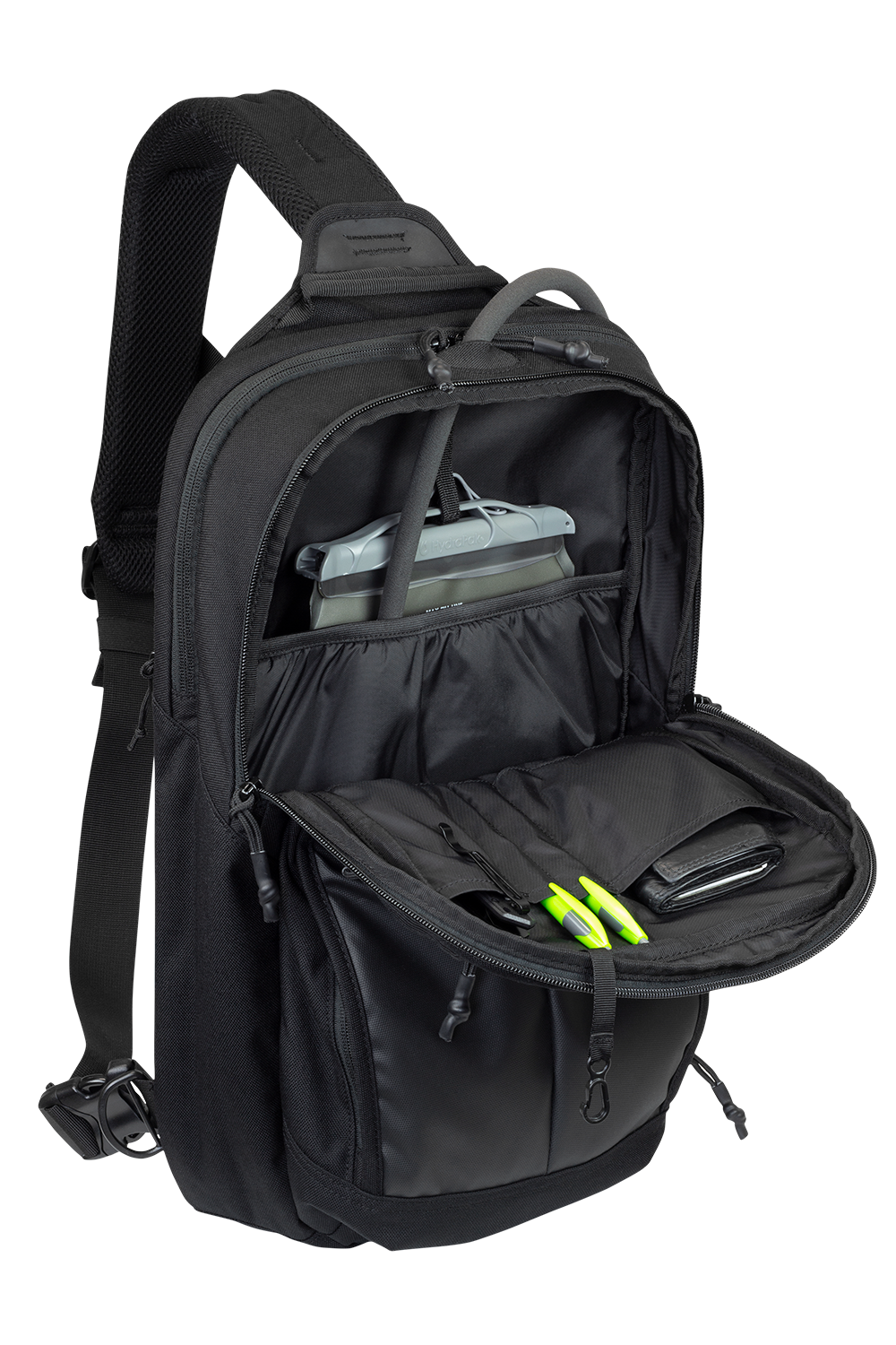 Smokescreen ccw backpack interior. Organization for gear and accessories, plus hydration compatible.