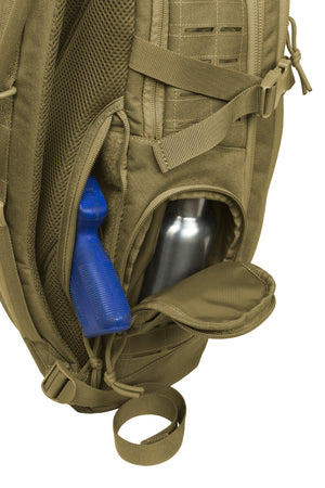 Firearm shown inside the concealed carry backpack handgun compartment