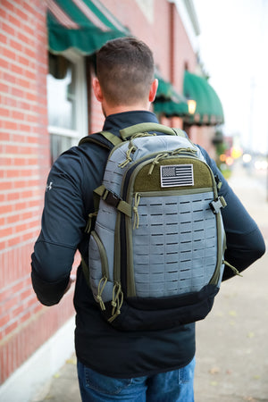 Guardian Concealed Carry Backpack in Trifecta color, urban setting