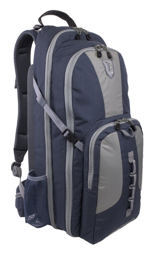STEALTH - Covert Operations Backpack in indigo blue with gray trim, exterior photo