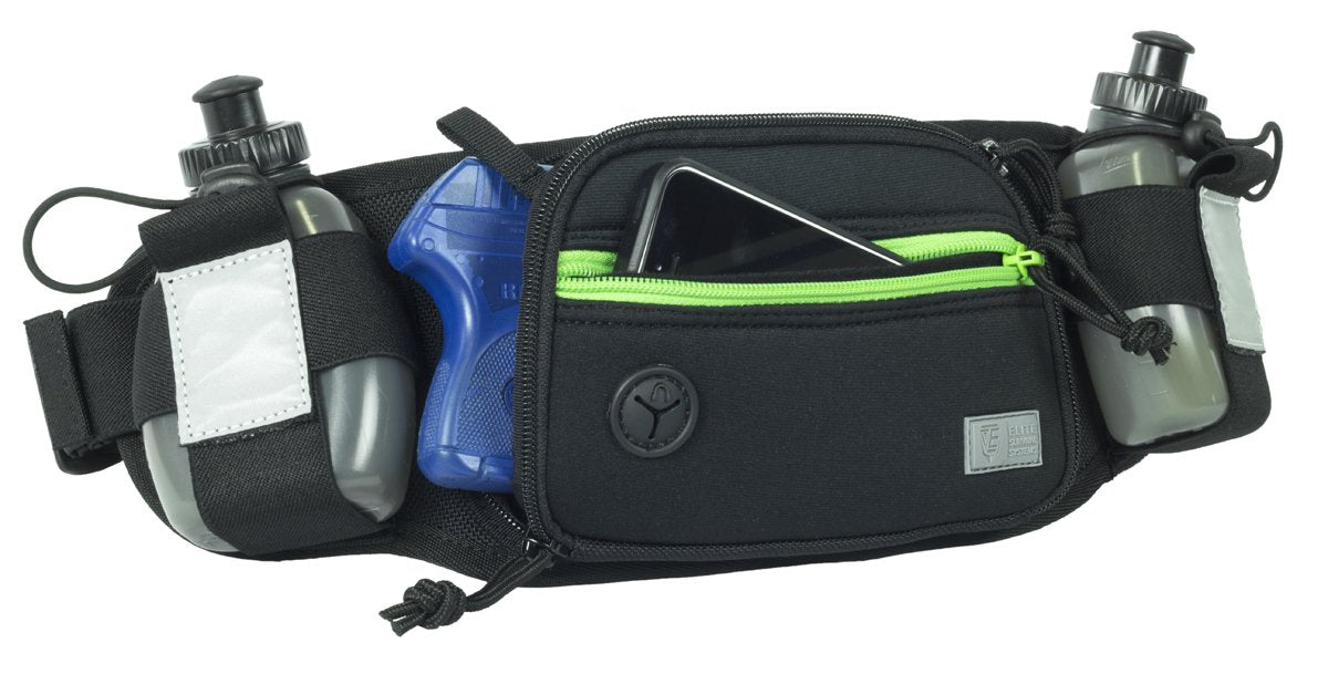 Marathon Gun Pack black with green zipper, available in 2 sizes