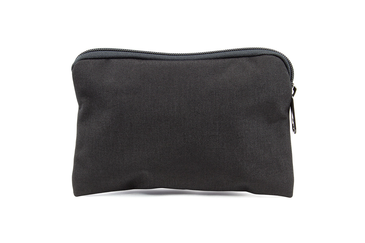 A black nylon tactical ammo pouch with a heavy-duty zipper and belt loops.