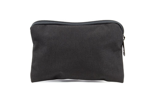 A black nylon tactical ammo pouch with a heavy-duty zipper and belt loops.