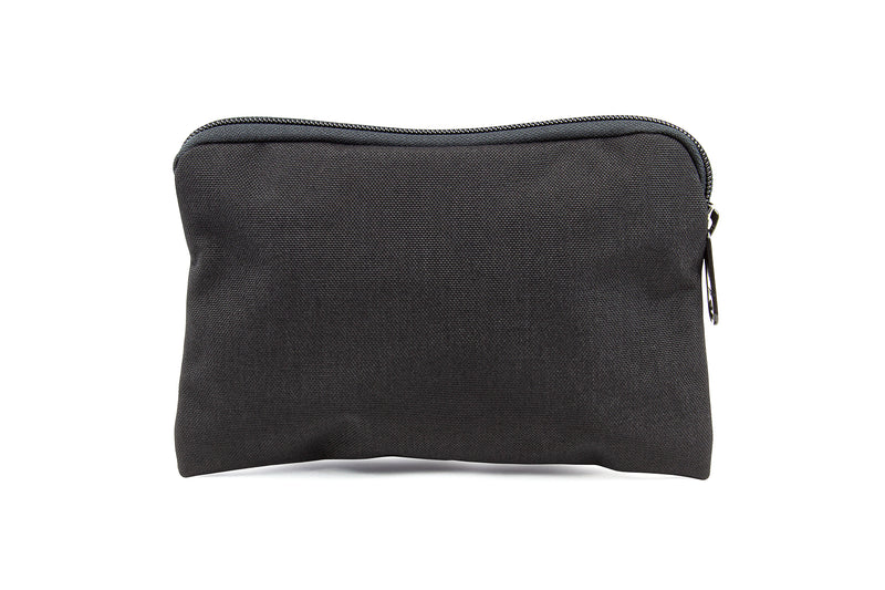 A black nylon tactical ammo pouch with a heavy-duty zipper and belt loops.