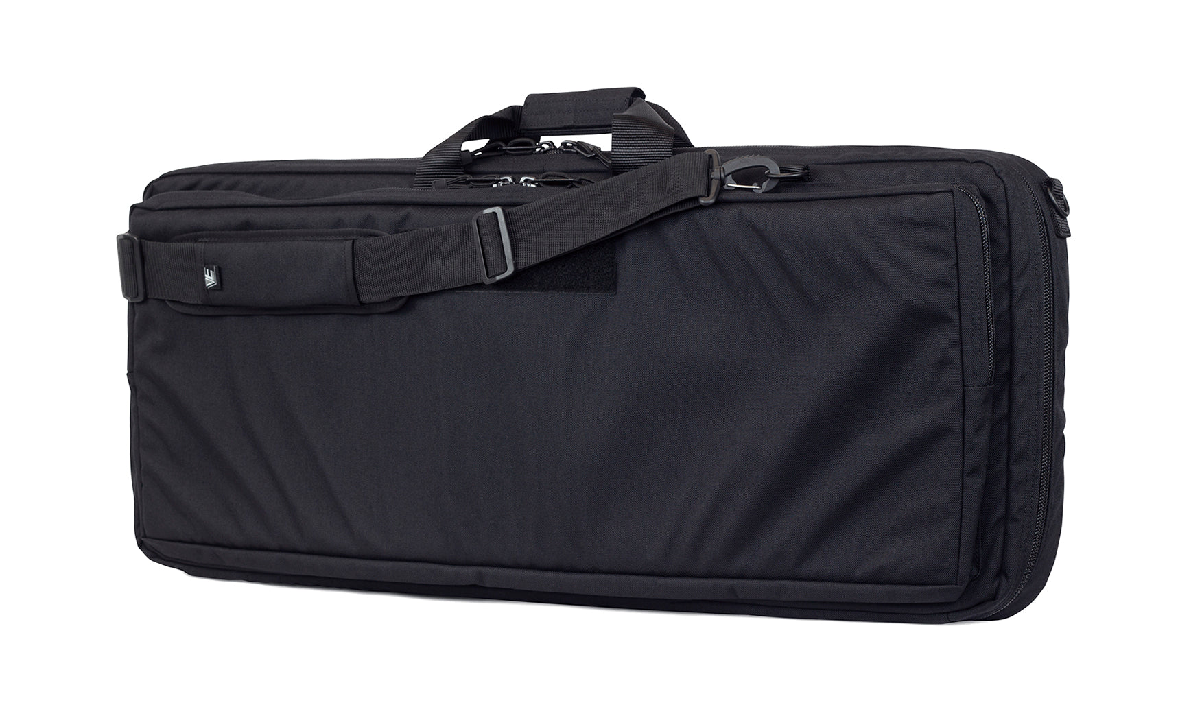 Discreet rifle case with exterior pocket and shoulder strap