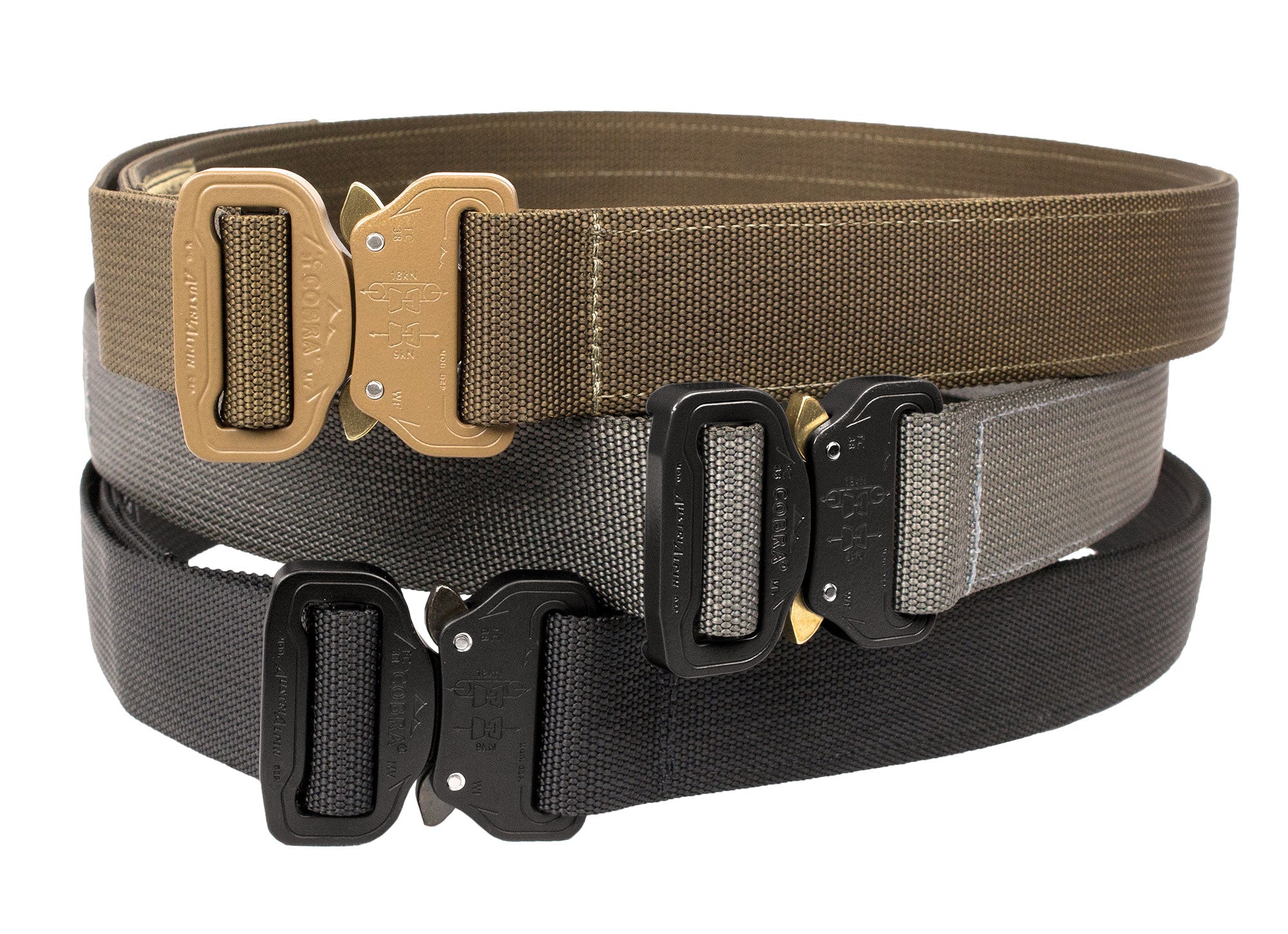 Cobra Shooter's Belt, three colors shown together