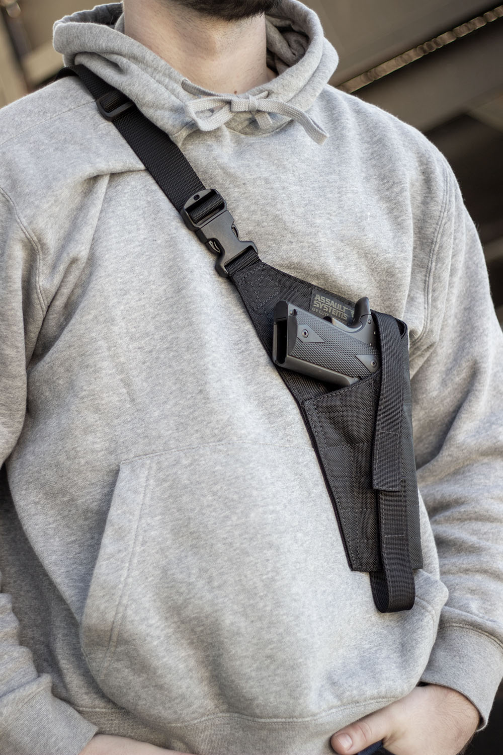 Concealed carry horizontal nylon tactical shoulder gun holster