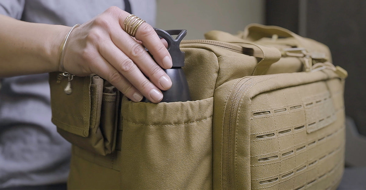 The range bag with water bottle pocket.