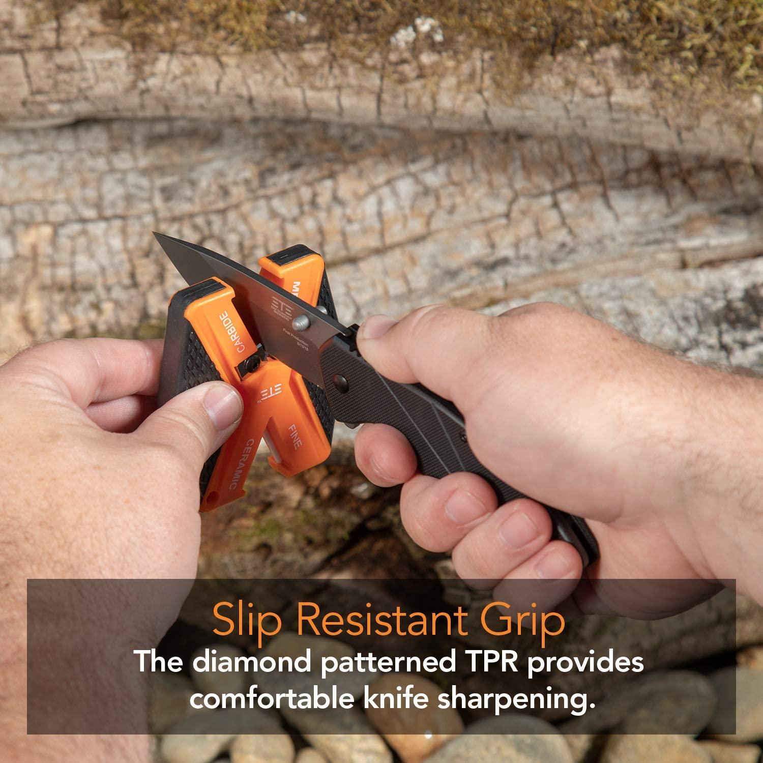 Outdoor Edge Tungsten-Carbide Knife Sharpener with Removable  and Reversible Tungsten Carbide V-Shaped Bits for all Outdoor and Kitchen  Knives : Sports & Outdoors