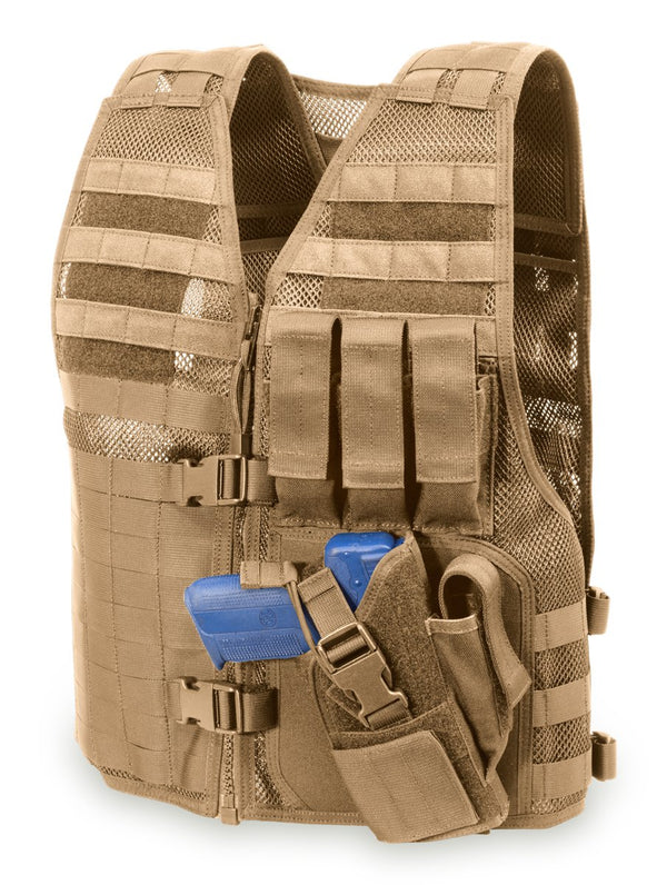 Tactical Vest with Cross Draw Holster | MOLLE Vest Gear