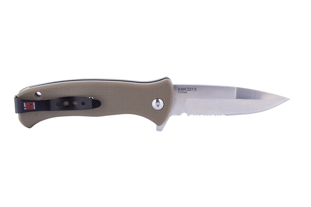 Al Mar SERE 2020 Linerlock Folding Tactical Knife, 3.6" OD Green, Plain Edge