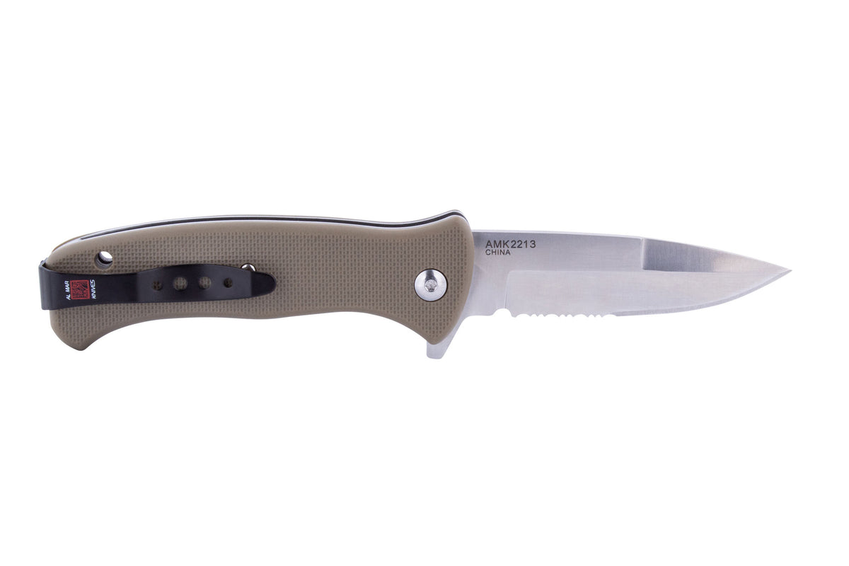 Al Mar SERE 2020 Linerlock Folding Tactical Knife, 3.6" OD Green, Plain Edge