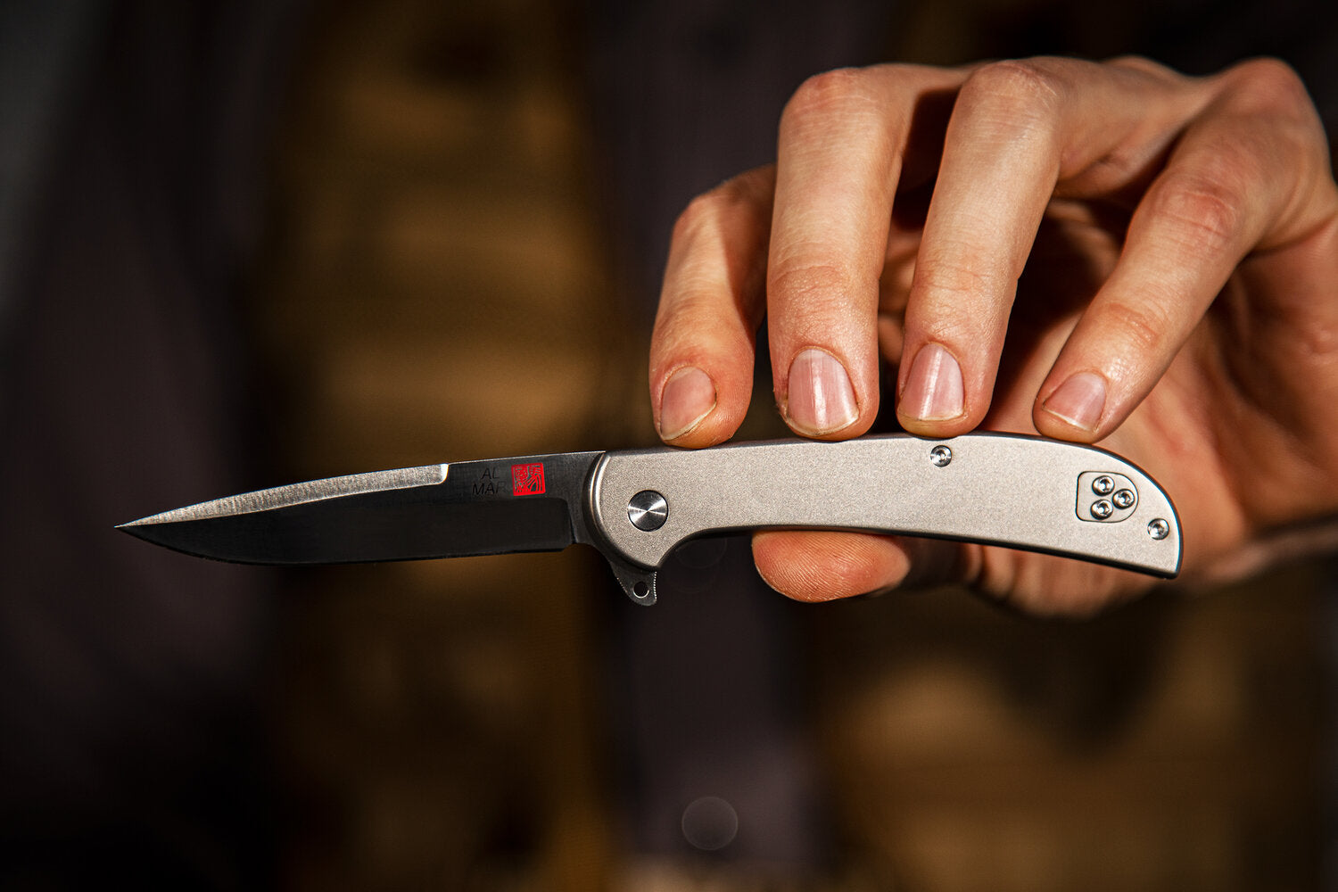 Al Mar Knives Ultralight Titanium Series, Falcon, Frame Lock, D2, 58 HRC, Satin, 3.15" Traditional, TC4 Handle